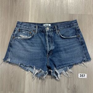 Agolde Dark Blue Frayed Hem Denim Shorts size 29